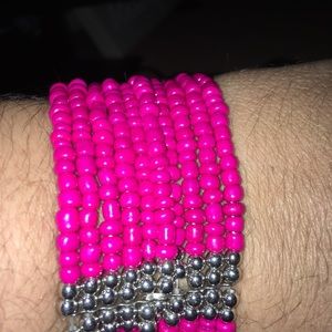 Hot pink seabead bracelet.